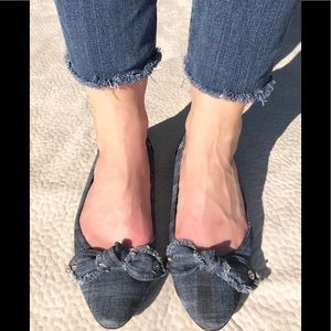 MIU MIU blue denim bow ballet flats 39.5 fit an 8